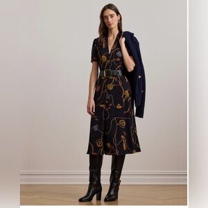 Lauren Ralph Lauren
Women's Print Belted Georgette Puff-Sleeve Dress Size 14